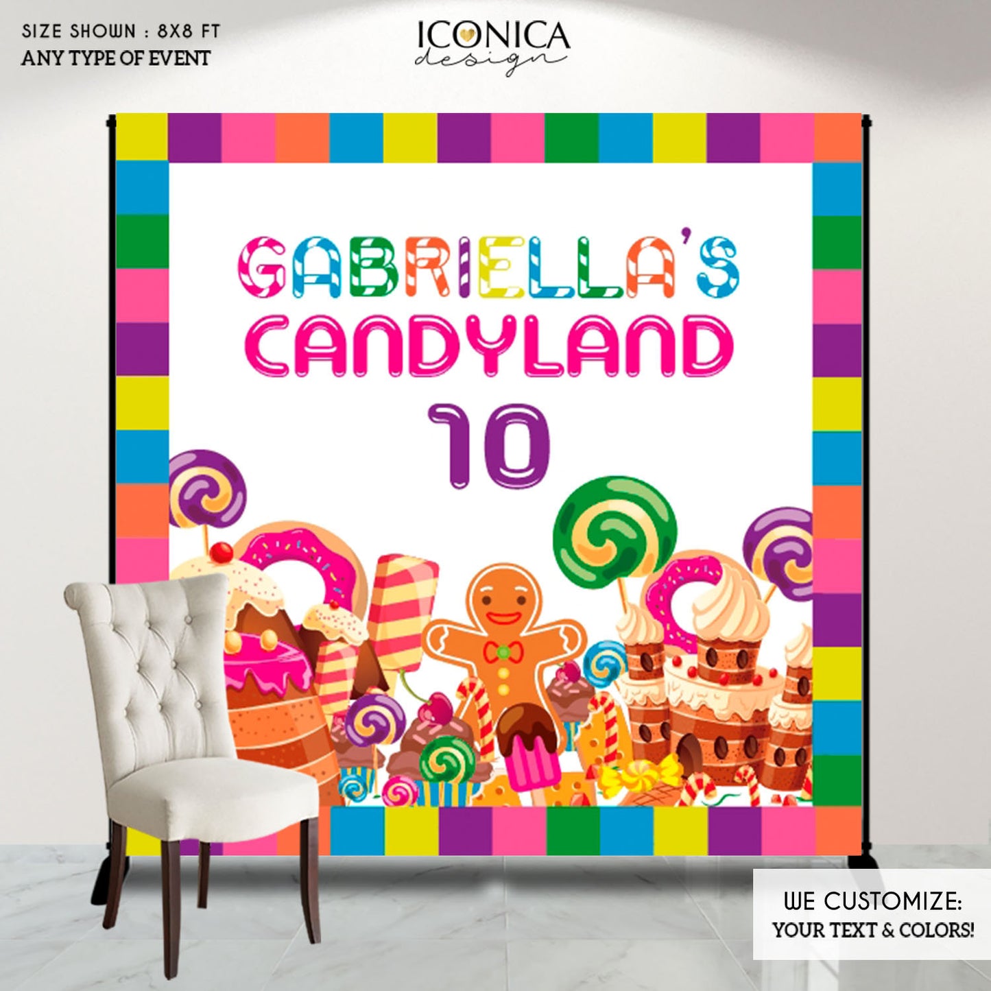 Candyland Backdrop,Candyland Birthday Banner Candyland Party Backdrop Any Age CANDYSHOP party Baking party, Printed backdrop