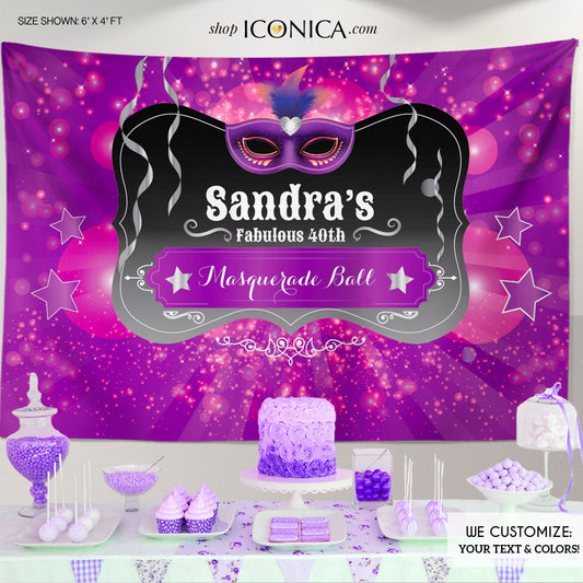 Masquerade Party Backdrop, Fabulous 40th Birthday Backdrop, Milestone Birthday Backdrop, Masquerade Party Decor, any age or color, Fat Tuesday Backdrop, Mardi Gras Party