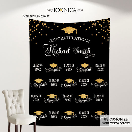 Graduation Party Photo Booth Backdrop, Virtual Graduation Step and Repeat FABRIC, Class of 2023 Decorations,Non-Glare Eco Friendly BGR0025