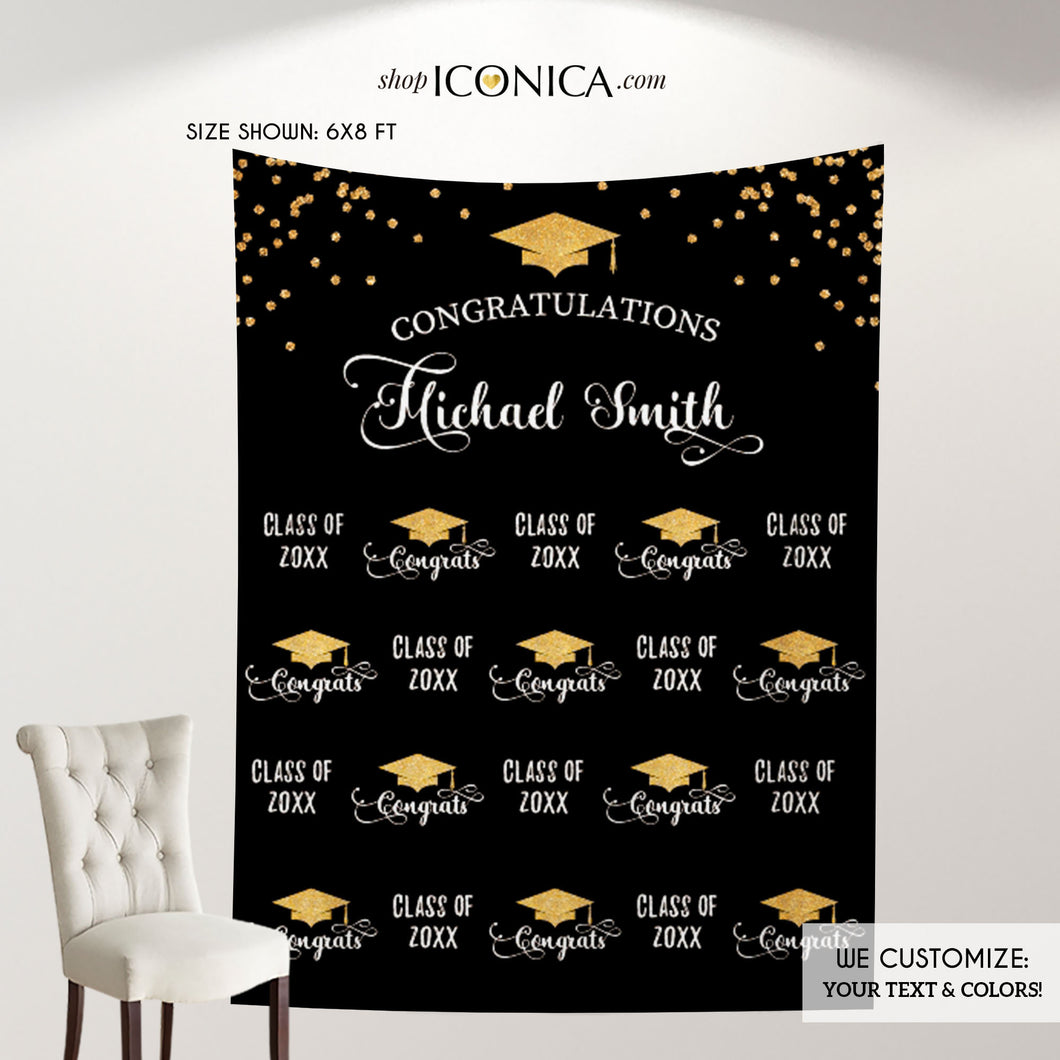 Graduation Party Photo Booth Backdrop, Virtual Graduation Step and Repeat FABRIC, Class of 2023 Decorations,Non-Glare Eco Friendly BGR0025
