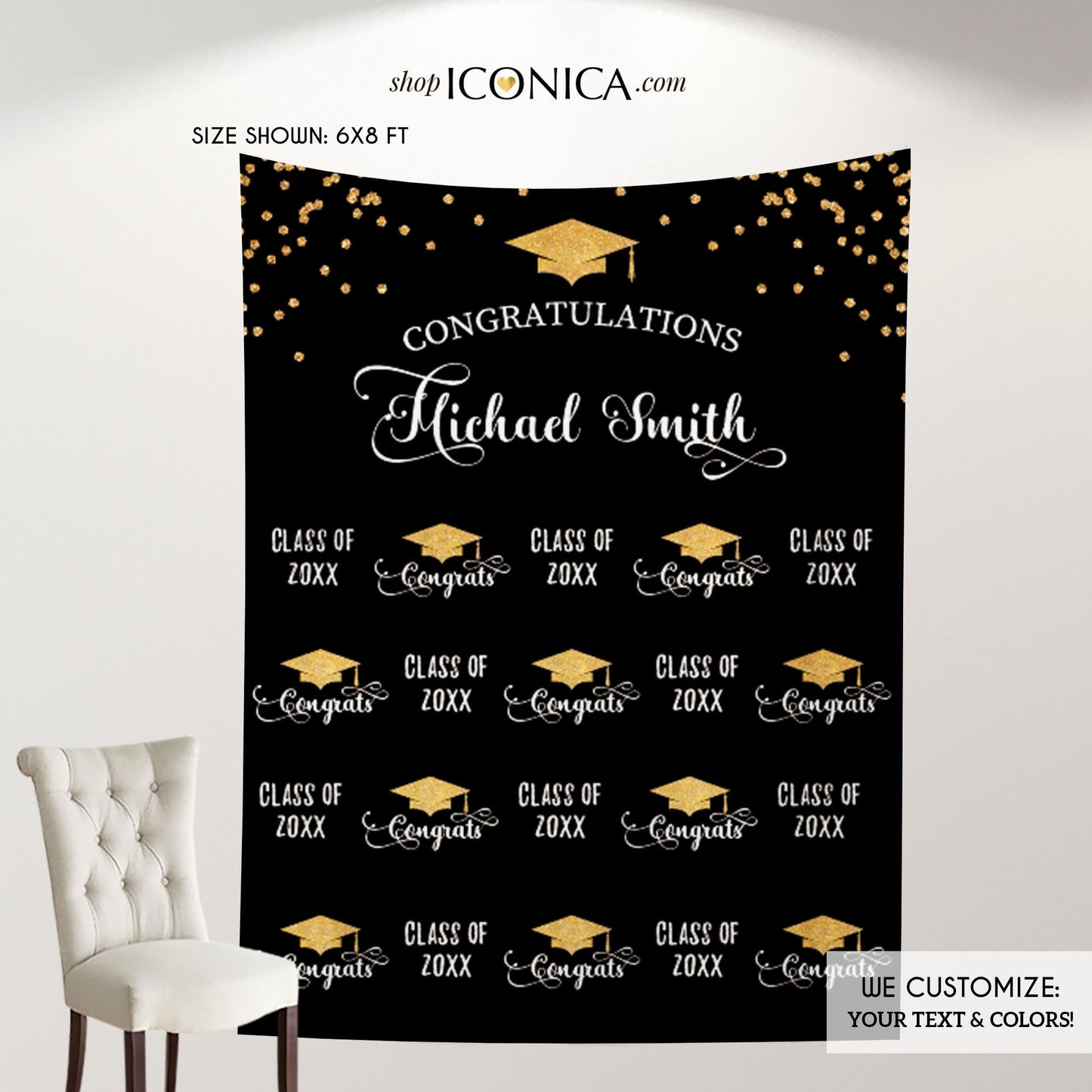 Graduation Party Photo Booth Backdrop, Virtual Graduation, Step and Repeat, Burgundy Class of 2023 Decor, vinyl BGR0025