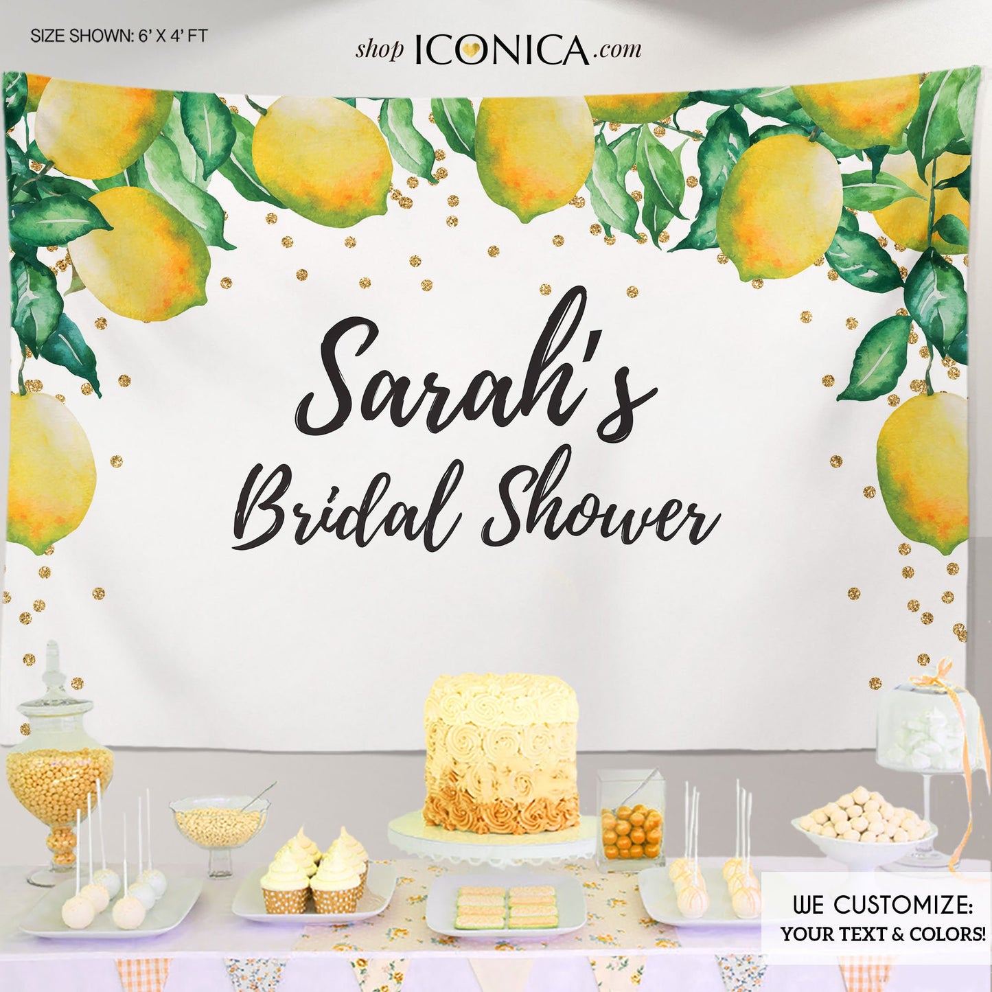 Lemon Bridal Shower Backdrop,Capri theme Bridal Shower Decor,Lemon Party decor, Lemon Banner, Printed BBR0034