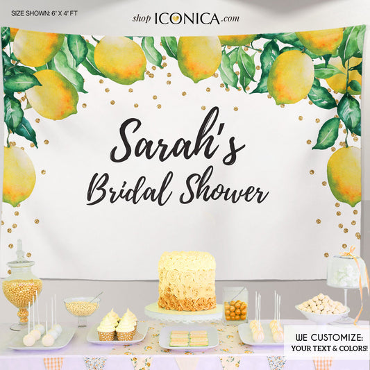 Lemon Bridal Shower Backdrop,Capri theme Bridal Shower Decor,Lemon Party decor, Lemon Banner, Printed BBR0034