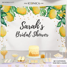 Load image into Gallery viewer, Lemon Bridal Shower Backdrop,Capri theme Bridal Shower Decor,Lemon Party decor, Lemon Banner, Printed BBR0034
