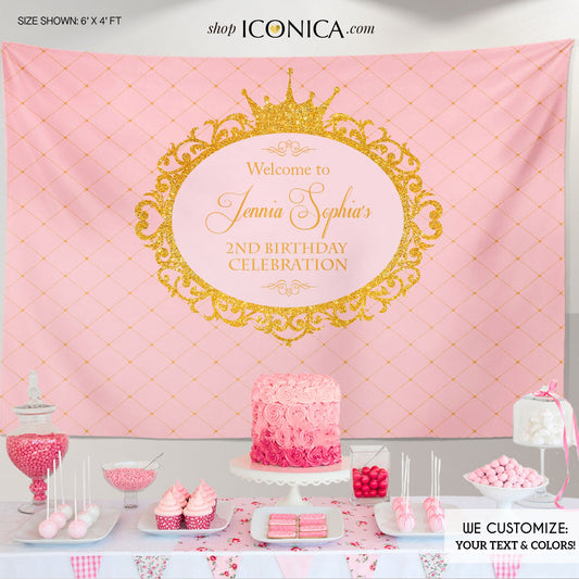 Pink And Gold Backdrop Princess Party Backdrop | Royal Party Backdrop | Any Type Of Event | Any Age | Printed Or Printable File Bbd0016