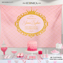 Load image into Gallery viewer, Pink And Gold Backdrop Princess Party Backdrop | Royal Party Backdrop | Any Type Of Event | Any Age | Printed Or Printable File Bbd0016
