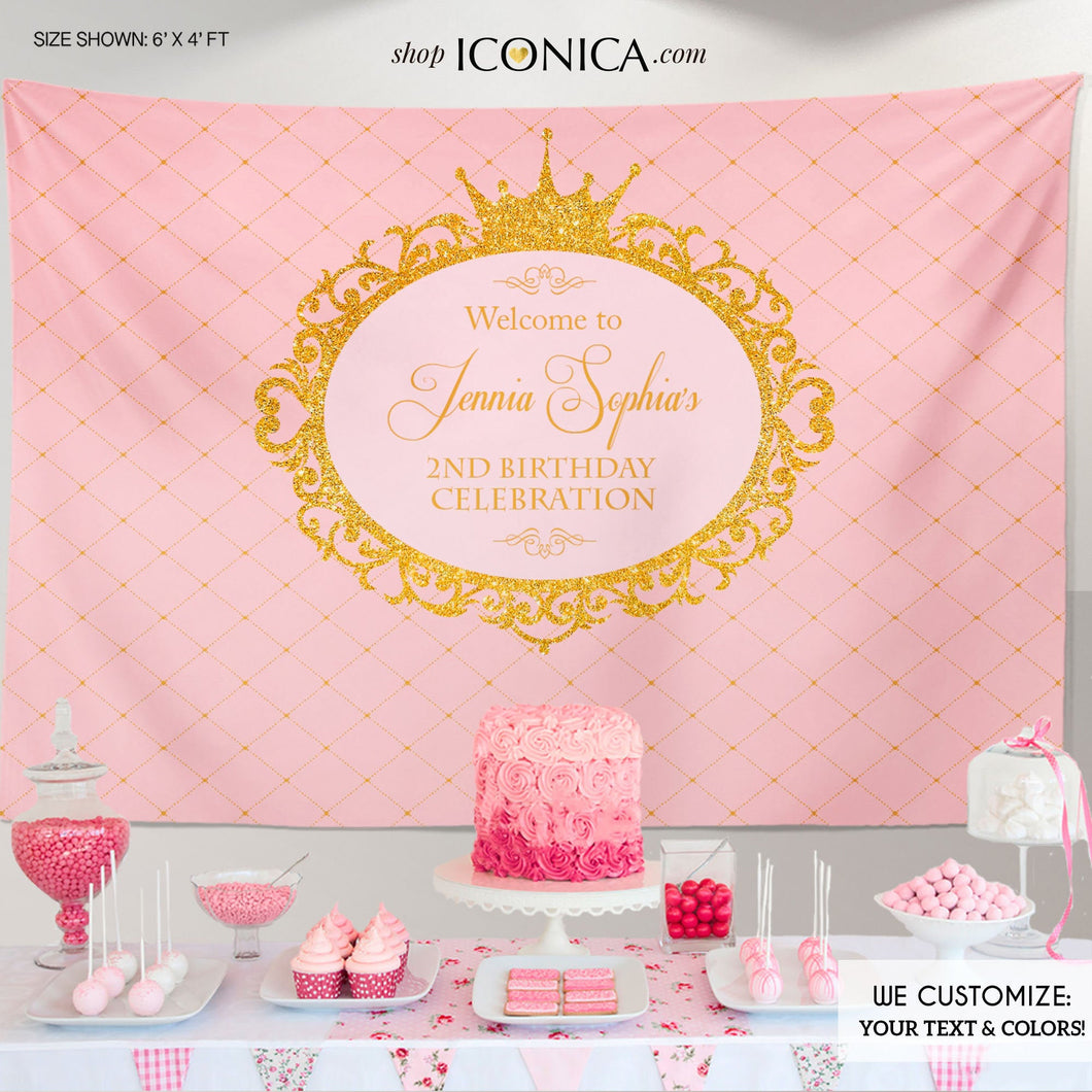 Pink And Gold Backdrop Princess Party Backdrop | Royal Party Backdrop | Any Type Of Event | Any Age | Printed Or Printable File Bbd0016