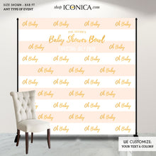 Load image into Gallery viewer, Shower Photo Booth Backdrop,  Oh baby Banner, Step and Repeat Baby Shower Backdrop or any type of event, Printed Or Digital File BBS0032
