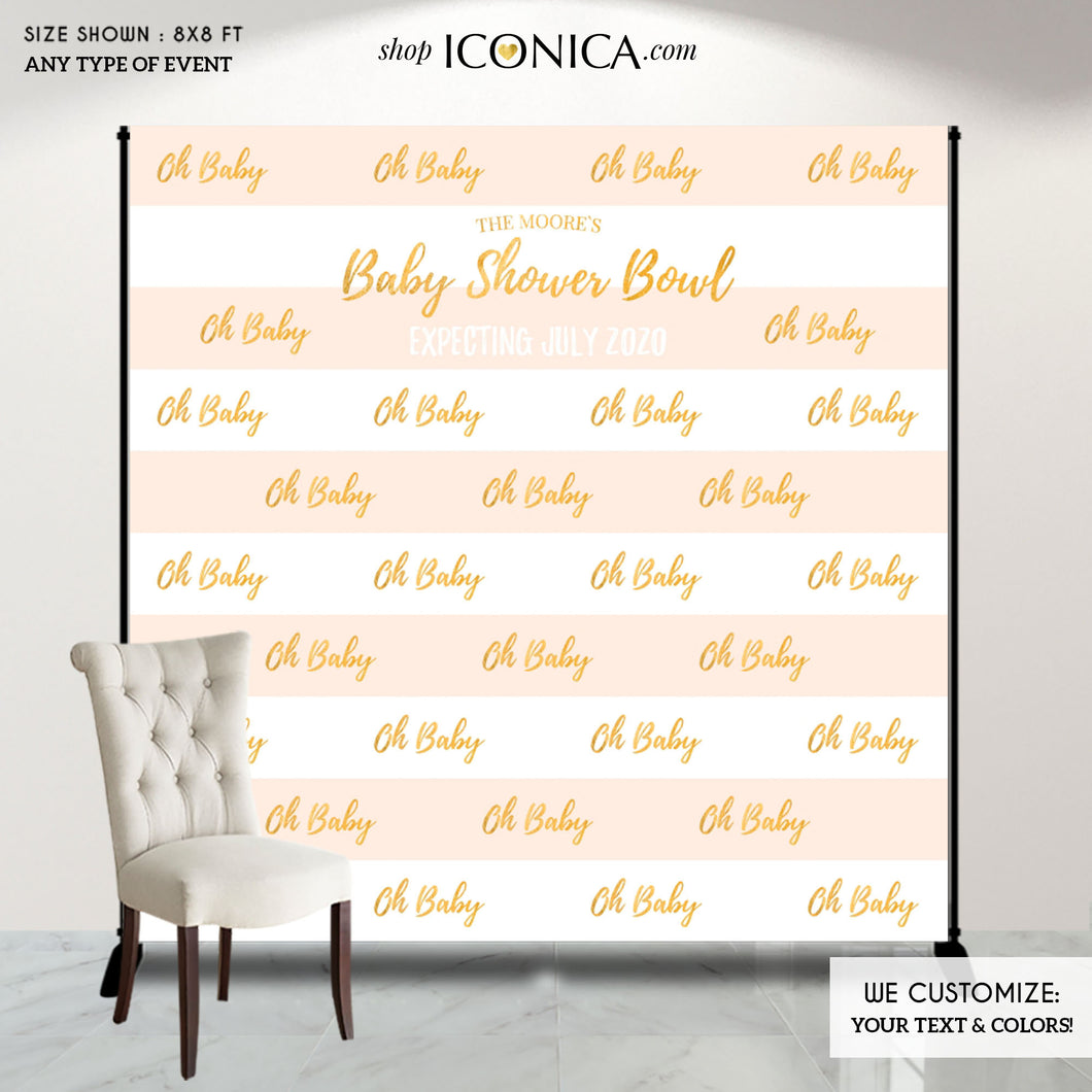 Shower Photo Booth Backdrop,  Oh baby Banner, Step and Repeat Baby Shower Backdrop or any type of event, Printed Or Digital File BBS0032