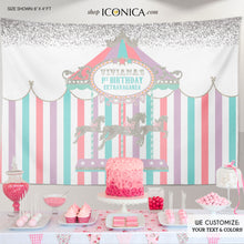 Load image into Gallery viewer, Carousel Party Backdrop,Carousel First Birthday Decorations,Girls Baby Shower Banner,Circus Banner, Printed BBD0117
