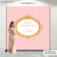 Load image into Gallery viewer, Pink and Gold Party, Royal Baby Shower, Party Backdrop, any type of event, any color, Baby Shower Banner, Printed or Printable File BBD0020
