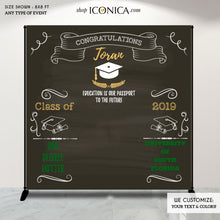 Load image into Gallery viewer, Graduation Party Photo Booth Backdrop, Personalized Graduation Banner, Congrats Grad, Graduation Decor Banner BGR0016
