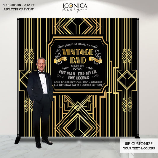 50th Birthday Backdrop, Aged to Perfection Custom Step And Repeat Backdrops, Milestone Birthday Backdrop ,Vintage DAD Personalized birthday Backdrop, Father's Day Decor