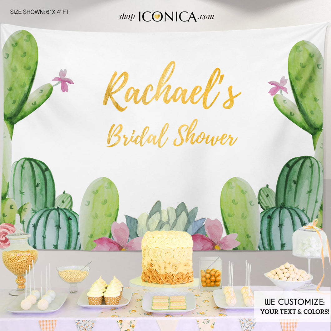 Cactus Party Backdrop, Bridal Shower Fiesta, Cactus Desert Party, Watercolor Flowers, Mexican Theme, Succulents, Printed