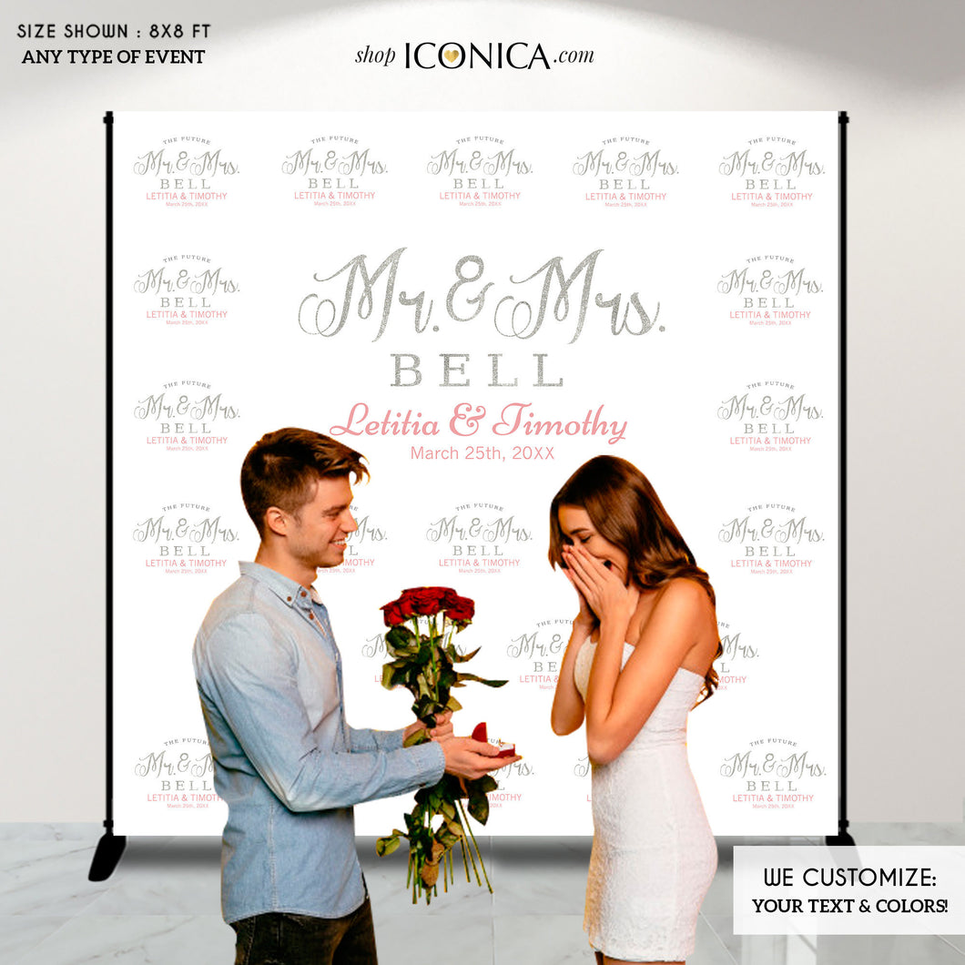 Engagement Photo Booth Backdrop, Custom Step And Repeat Backdrop,Engagement Party Banner,Custom Wedding Backdrop,Red Carpet BWD0012
