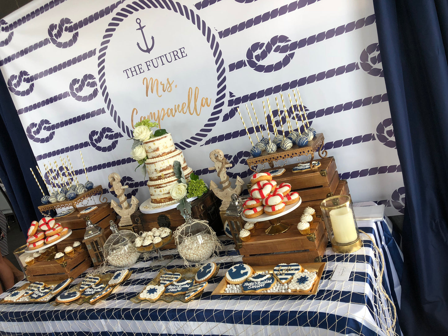 Nautical Backdrop for Engagement Party or any event,We are Tying the Knot Backdrop,Future Mrs. Dessert Table Decor,Nautical Party BBR0015