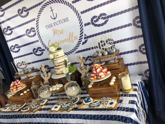 Nautical Backdrop for Engagement Party or any event,We are Tying the Knot Backdrop,Future Mrs. Dessert Table Decor,Nautical Party BBR0015