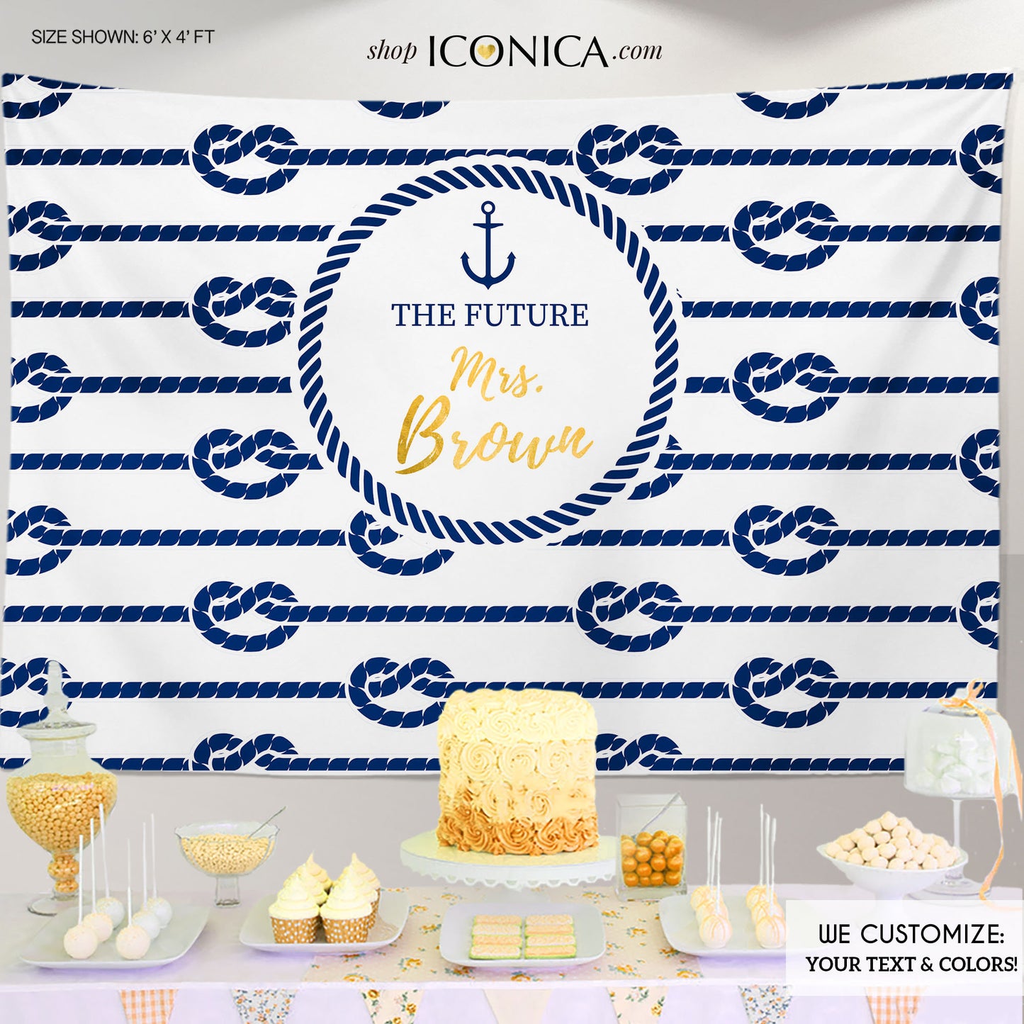Nautical Backdrop for Engagement Party or any event,We are Tying the Knot Backdrop,Future Mrs. Dessert Table Decor,Nautical Party BBR0015