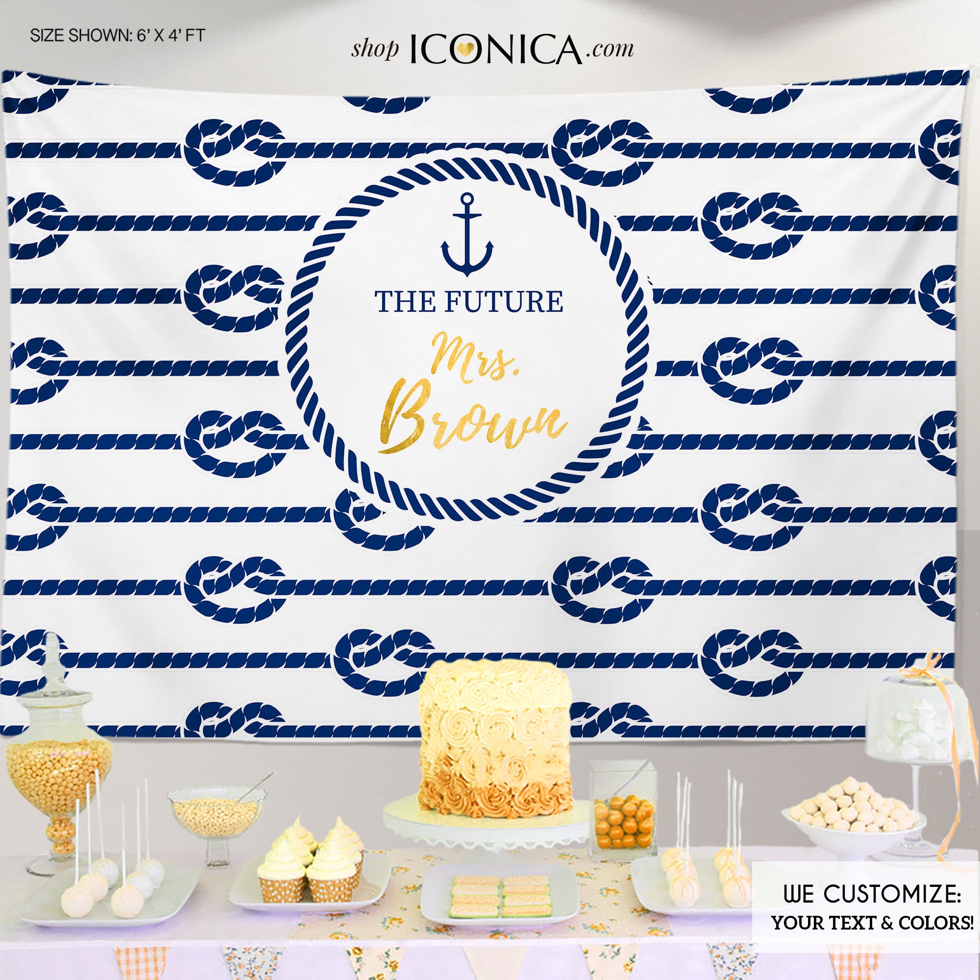 Nautical Backdrop for Engagement Party or any event,We are Tying the K –  Iconica Design