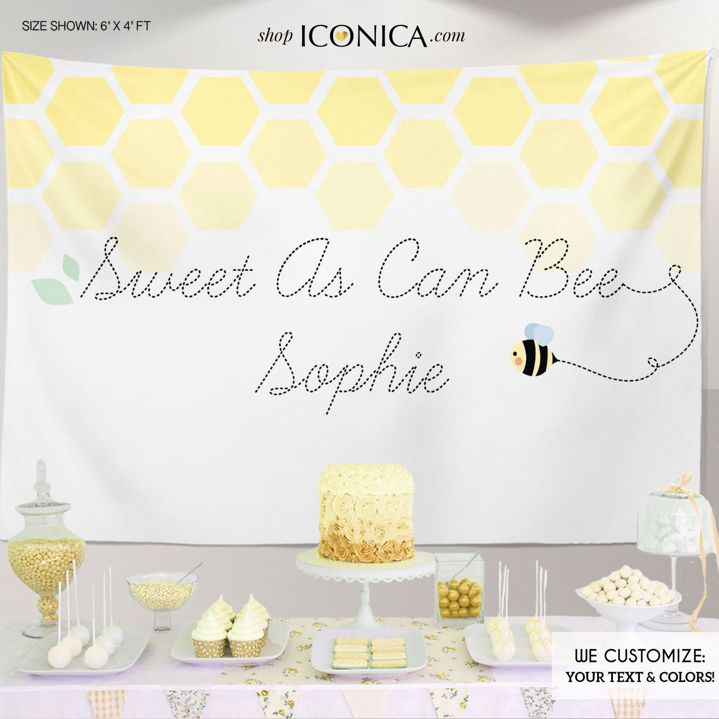 Bumble BEE Baby Shower Backdrop - Mom to Bee Decor, Sweet as can BEE Banner, gender reveal decor, oh baby, Printed or Printable File