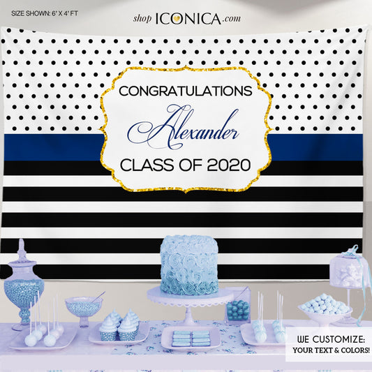Graduation Party Backdrop Strip, Graduation Backdrop, Grad, Graduate, Graduate Banner, Stripes, Printed Bgr0003