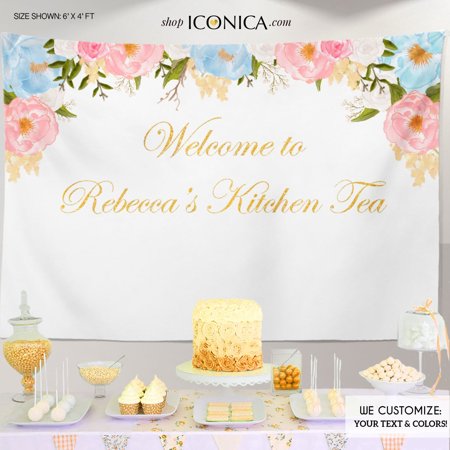 Floral Kitchen Tea Party Backdrop, Kitchen Tea Bridal Shower Banner, Garden Party, Kitchen Tea party, Printed BAE0008