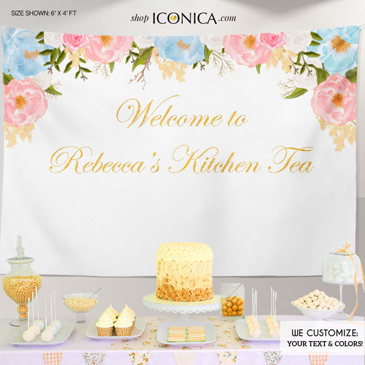 Floral Kitchen Tea Party Backdrop, Kitchen Tea Bridal Shower Banner, Garden Party, Kitchen Tea party, Printed BAE0008