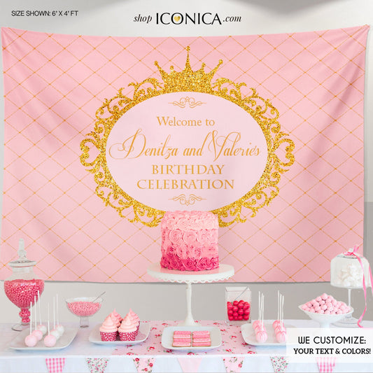 Pink And Gold Backdrop Princess Party Backdrop | Royal Party Backdrop | Any Type Of Event| Any Color | Printed Or Printable File Bbd0016