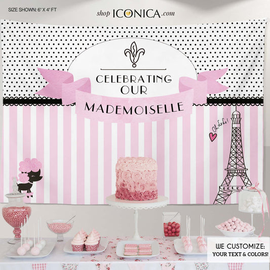 French Parisian Party Backdrop || French Party Banner | Paris Mademoiselle Digital File Or Printed Banner Bbd0036