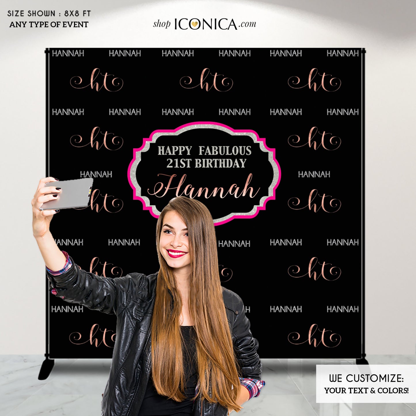 Birthday Photo Booth Backdrop, Purple & Pink, Step And Repeat Backdrop, Red Carpet Banner, 21st Birthday, Printed BBD0039