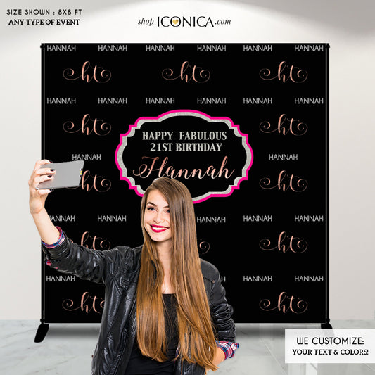 Birthday Photo Booth Backdrop, Purple & Pink, Step And Repeat Backdrop, Red Carpet Banner, 21st Birthday, Printed BBD0039