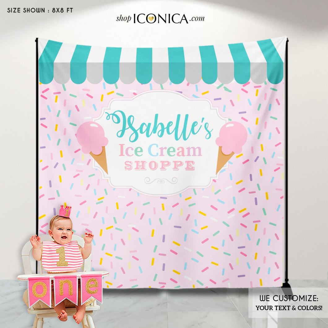 Ice Cream 1st Birthday Party Backdrop, Ice cream First Birthday, Ice Cream Party Decor,Sprinkles Party, Printed