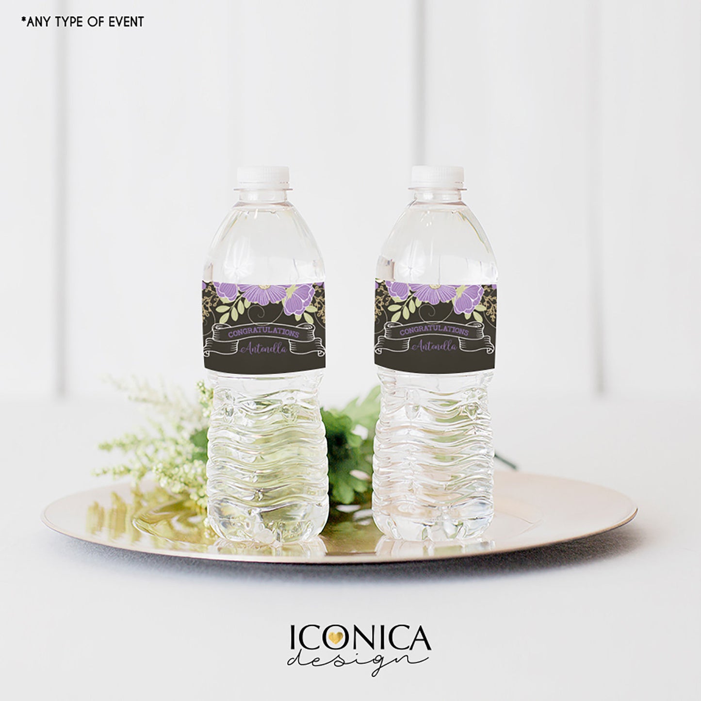 Custom Bottle Labels, Bottle wrappers || a La Carte || Single Party Item Of Any Of Our Party Collections || Made To Match Any Id Invitation
