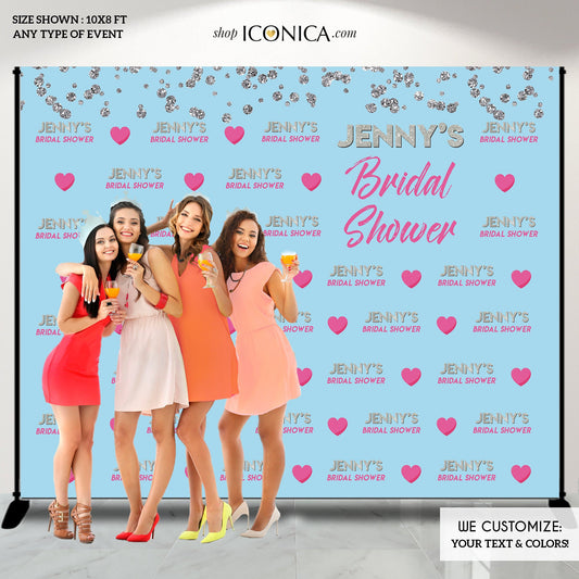 Bridal Shower Backdrop,Valentine's Engagement Backdrop,Bachelorette Personalized Photo Backdrop, Vinyl Backdrop