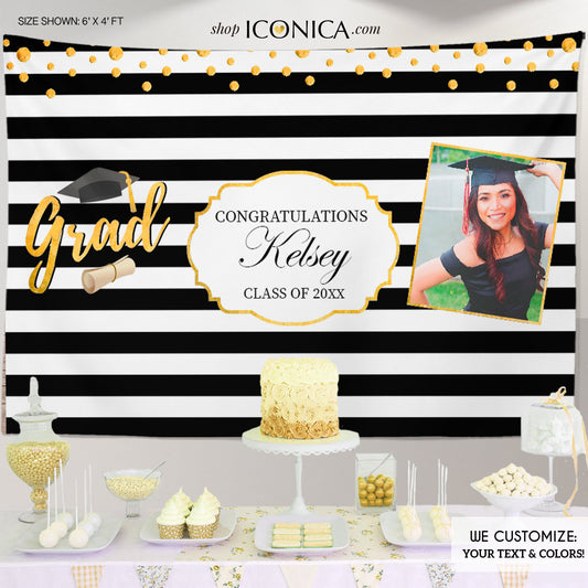 Graduation Party Backdrop, Grad Party, Graduation Backdrop, Grad, Graduate, Graduate Banner, Stripes, BGR0005