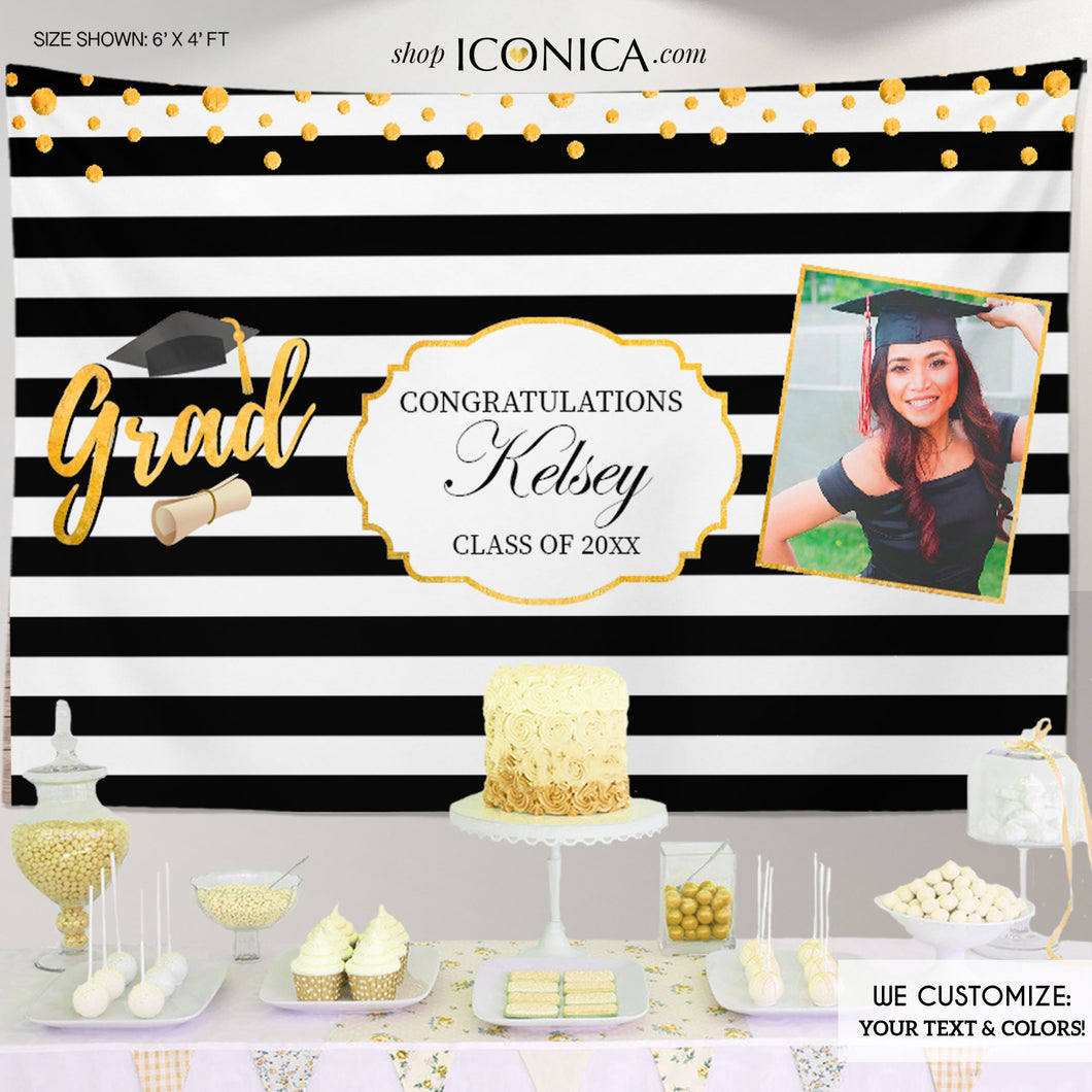 Graduation Party Backdrop, Grad Party, Graduation Backdrop, Grad, Graduate, Graduate Banner, Stripes, BGR0005