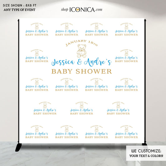 Virtual Baby Shower Teddy Bear Baby Shower Photo Booth Backdrop, Baby Shower Teddy Bear Baby Shower Banner Printed Or Digital File Bbs0003