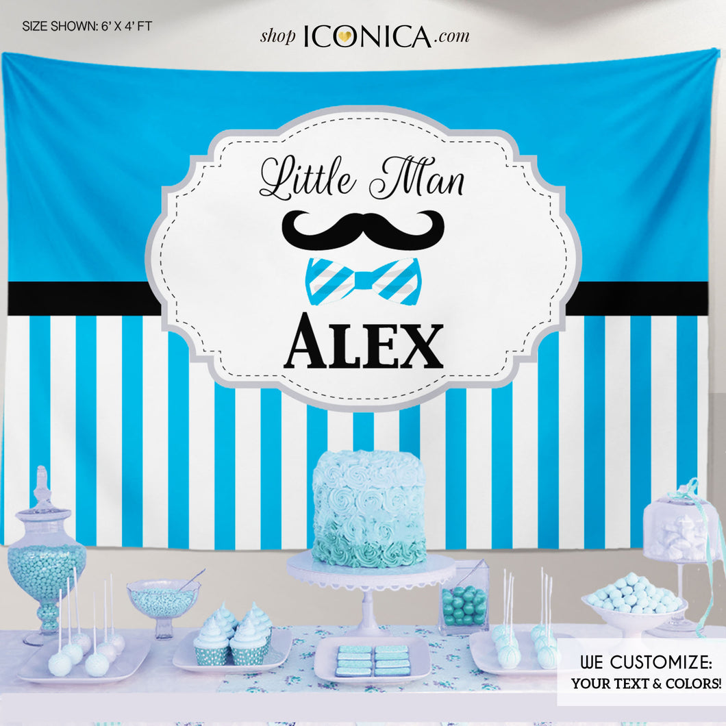 Little Man Baby Shower Banner, Mustache Baby Shower Backdrop, Any Color, Party Backdrop, Any event Any age Printed or Printable File BBS0016