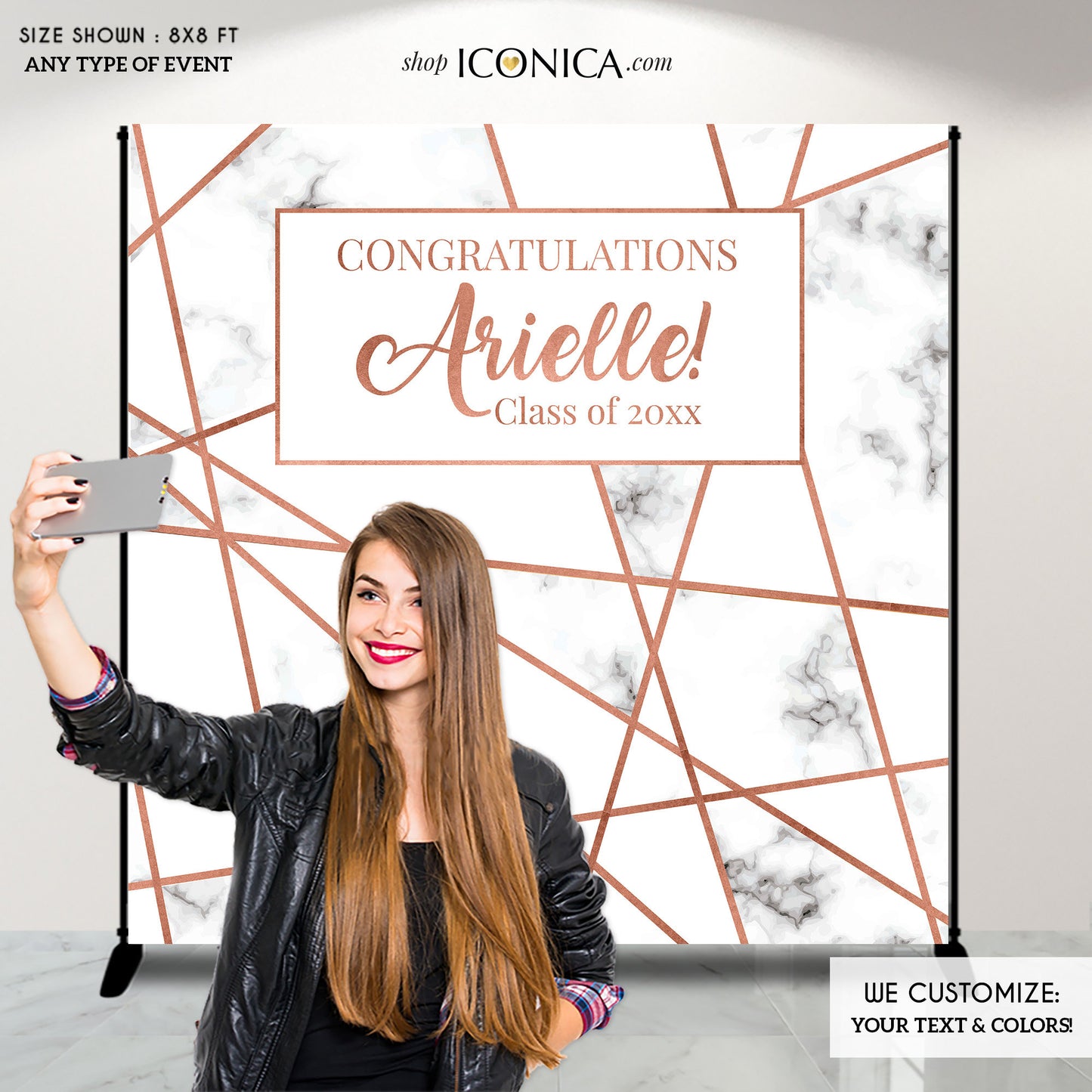 Virtual Graduation photo booth backdrop, Geometric Backdrop, Marble backdrop, Geometric photo backdrop, Marble party decor