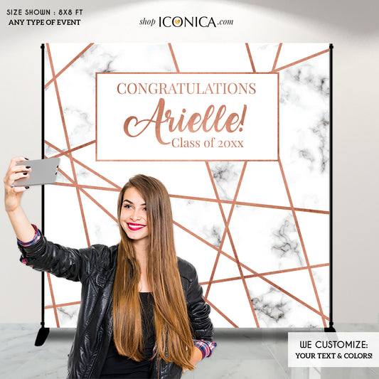Virtual Graduation photo booth backdrop, Geometric Backdrop, Marble backdrop, Geometric photo backdrop, Marble party decor
