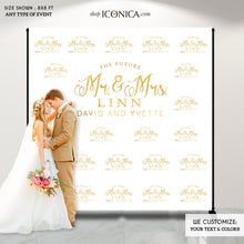 Load image into Gallery viewer, Wedding Backdrop, Custom Step And Repeat Backdrop, Engagement Party Banner, Wedding Photo Backdrop,Faux Gold,Printed BWD0002
