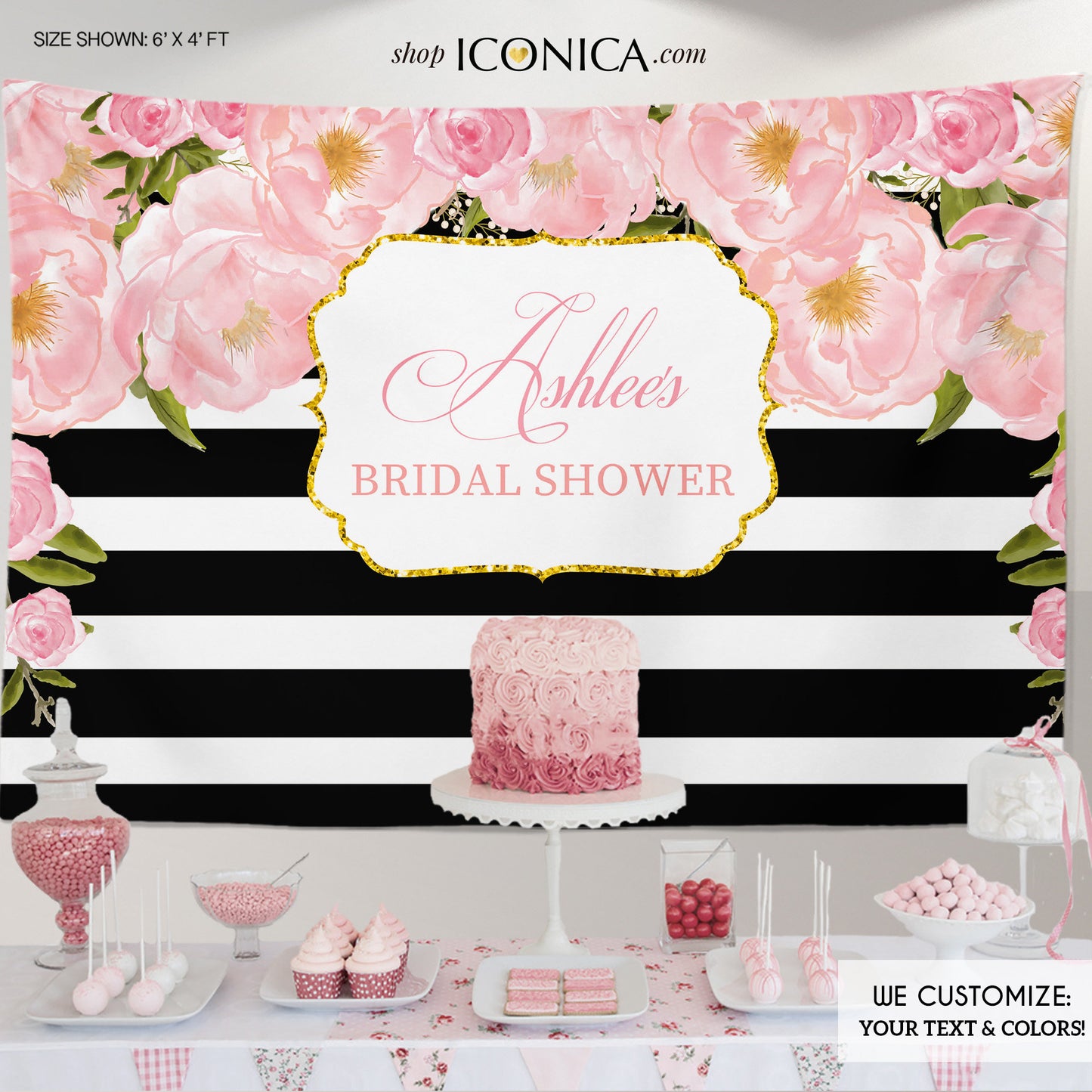 Floral Pink Photo Booth Backdrop,Custom Step And Repeat Backdrop,Bridal Shower Backdrop,Red Carpet Backdrop, Printed BBR0016