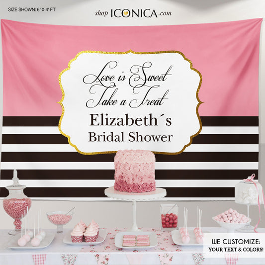 Glam, Black And White, Stripes, Blush Pink, Bridal Shower Banner, Bridal Brunch Backdrop Modern Any Color Printed Bbr0010