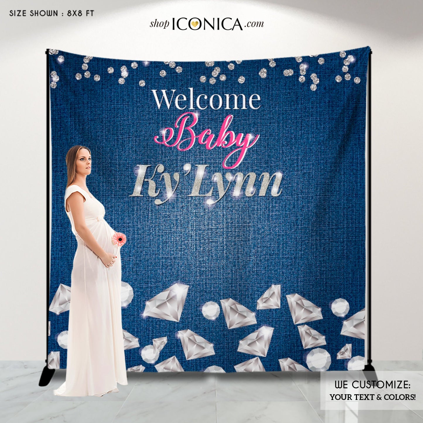 Denim and Diamonds Backdrop Baby Shower,Denim and Diamonds party Backdrop,Welcome Baby Banner,Baby Shower Decor,Printed or Printable
