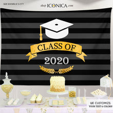 Load image into Gallery viewer, Graduation Party Backdrop, Graduation, Grad Party Class 2023, Graduation Backdrop, Graduate Decor, Prom Party, Graduation Banner
