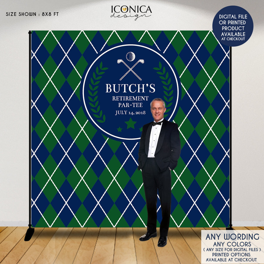 Retirement Golf Party Backdrop, Golf Partee, Argyle print, Golf Party – Iconica Design for Free Printable Golf Party Decorations