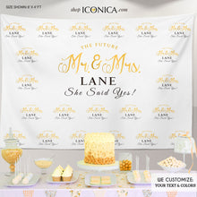 Load image into Gallery viewer, Wedding Party Backdrop - Gold And Black - Step And Repeat Wedding Banner- Photo Booth Banner Wedding Decor Printed Or Printable File
