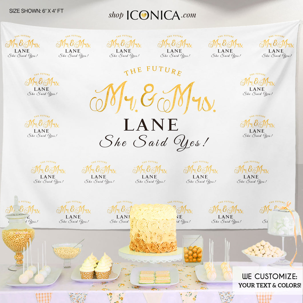 Wedding Party Backdrop - Gold And Black - Step And Repeat Wedding Banner- Photo Booth Banner Wedding Decor Printed Or Printable File