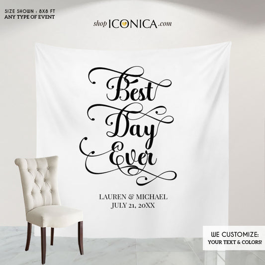 Wedding backdrop, Best Day Ever backdrop, Personalized Classic Wedding backdrop, Personalized Wedding Decorations, Wedding photo backdrop