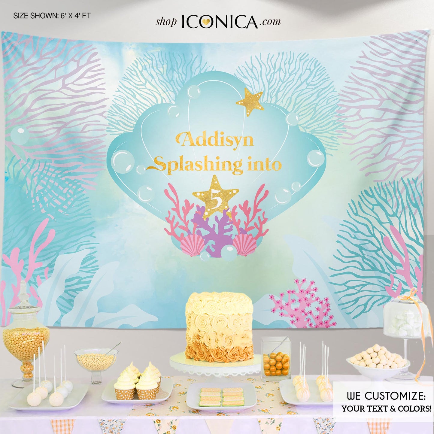 Under The Sea Backdrop, Mermaid party backdrop, Mermaid Birthday Banner, Summer Party Backdrop, Printed Or Printable